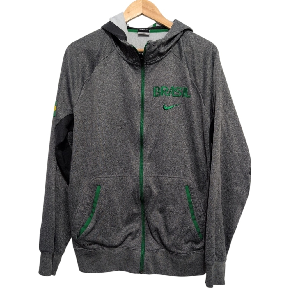 Nike Therma-Fit Brasil Zip Up Hoodie Jacket Mens Sze Large Soccer Futbol Warm Up